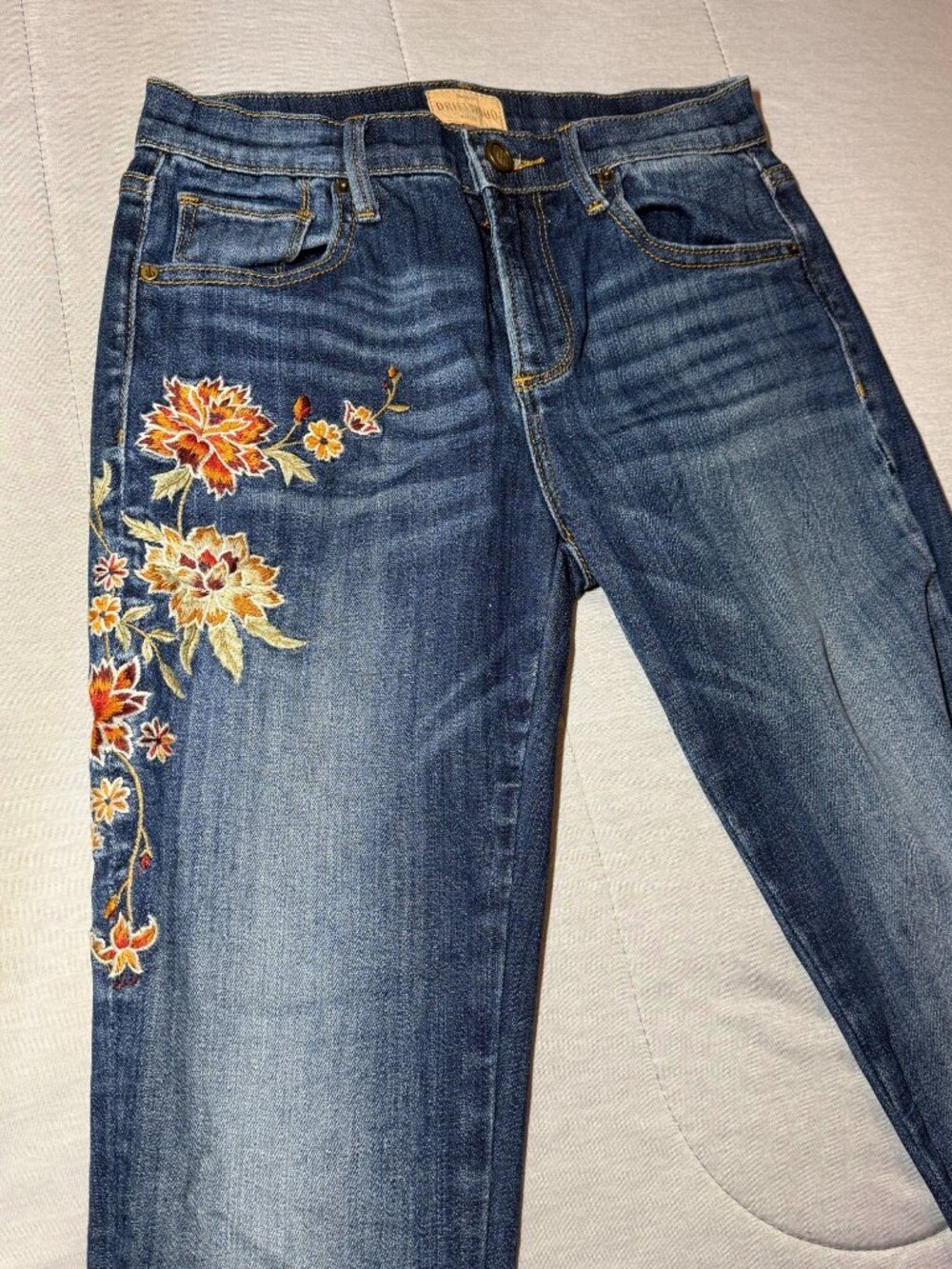 Driftwood Womens Jackie Embroidered Skinny Jeans W24 L29 Classic Fit Floral - Picture 10 of 15